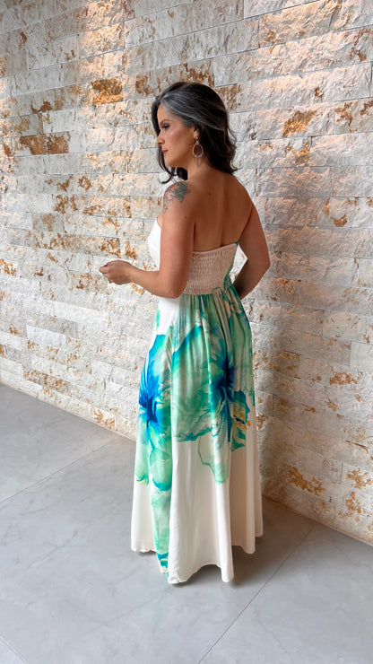 Vestido LG Tomara Que Caia Hibisco Verde POLI- Estampado 6051