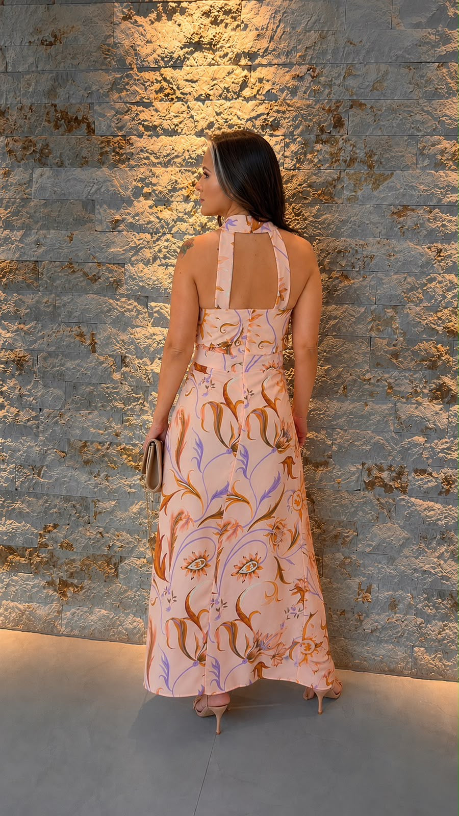 Foliage Longuete Crossover Dress - Rose print