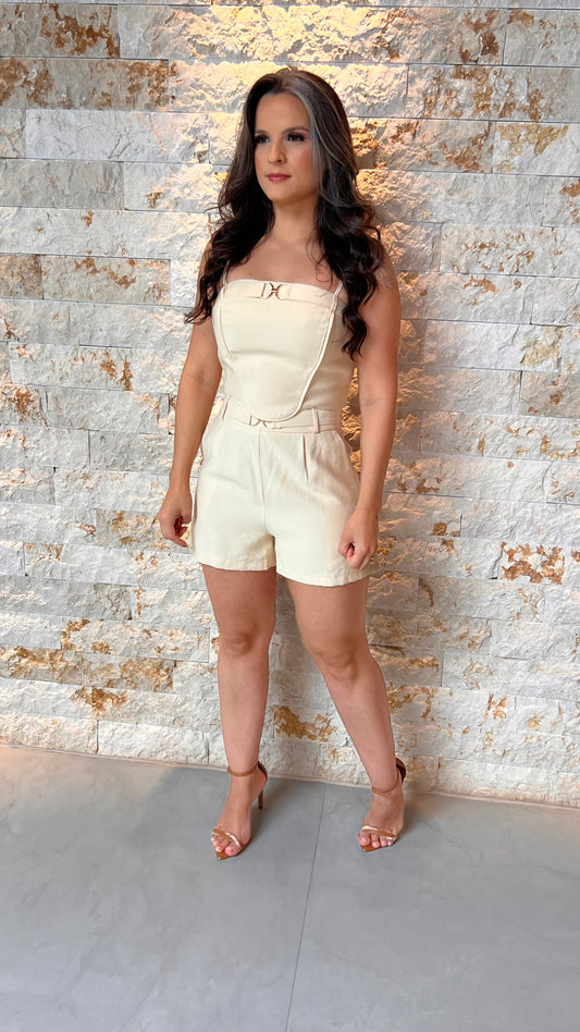 Conjunto Blusa Short Fivela JEN- Nude 5974