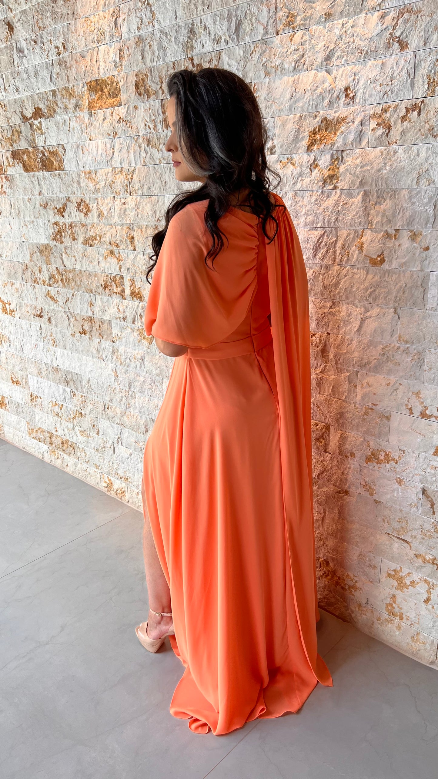 Vestido Longo Capa Flor PHI- 6032