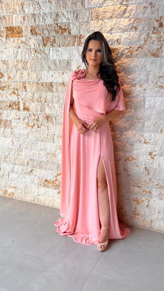 Vestido Longo Capa Flor PHI- 6032