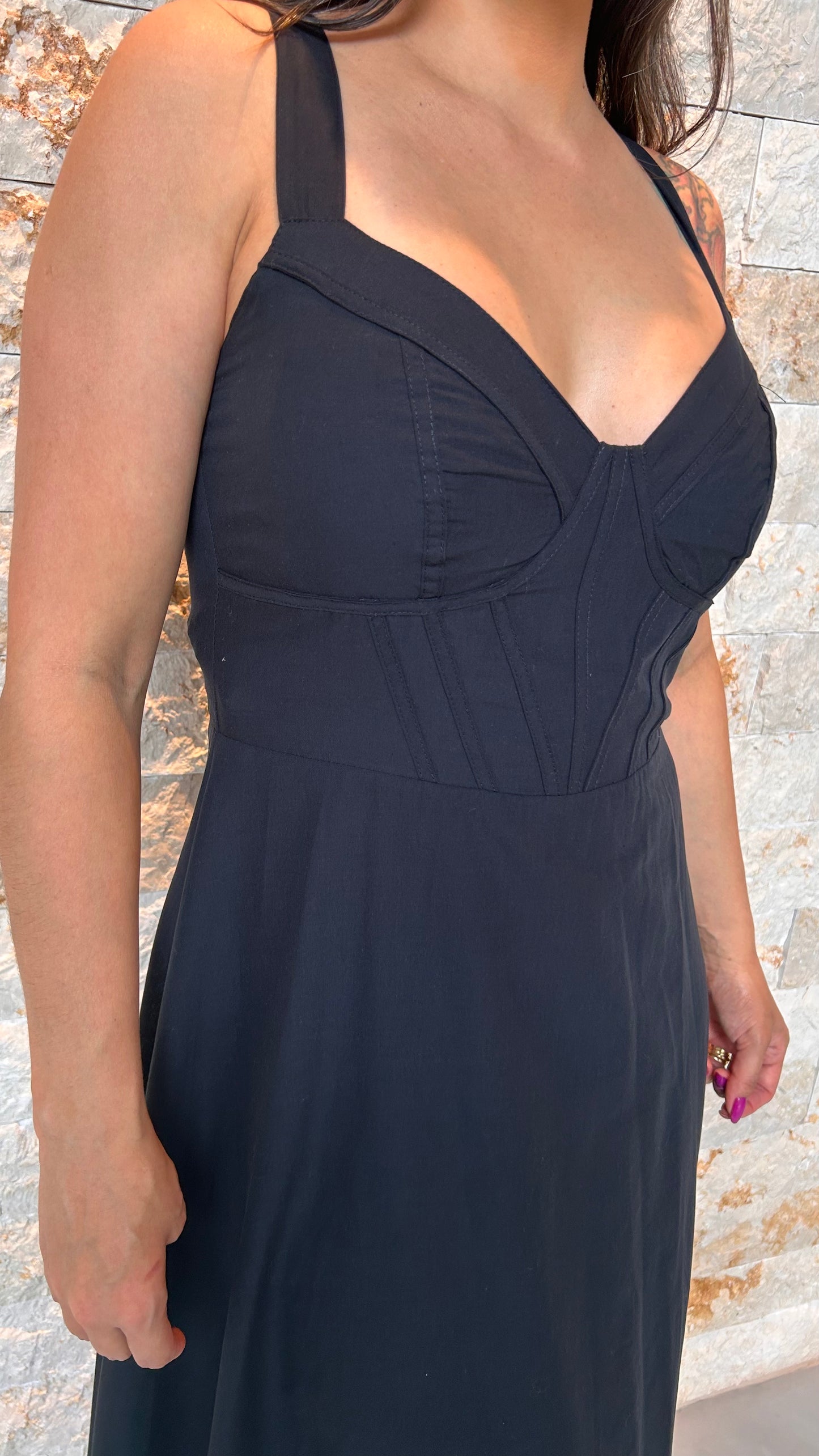 Vestido Midi Bojo Bordado PIS - Preto 5381