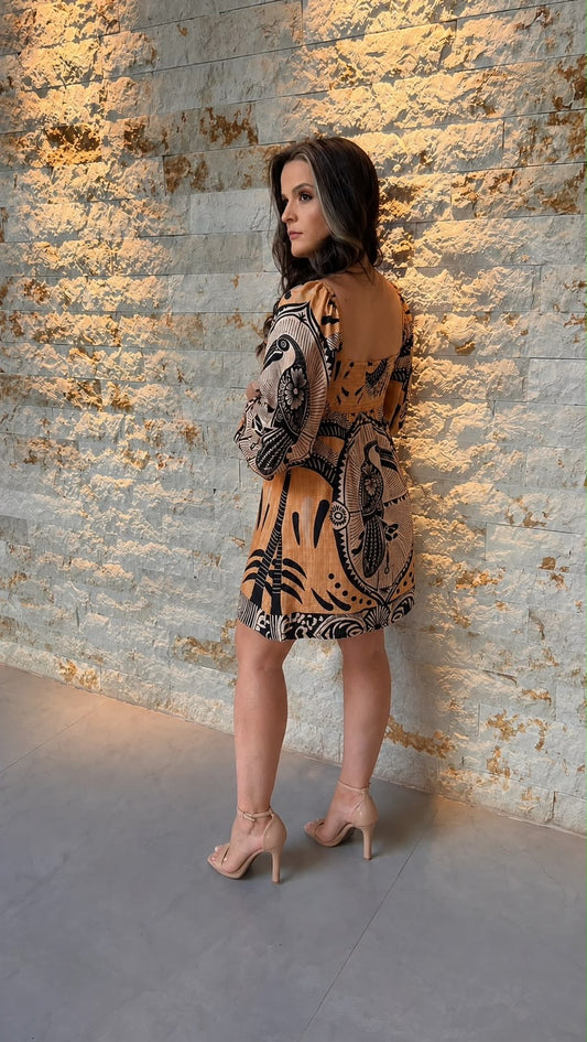 Vestido Curto Vazado Tucano CH- Estampado 6179