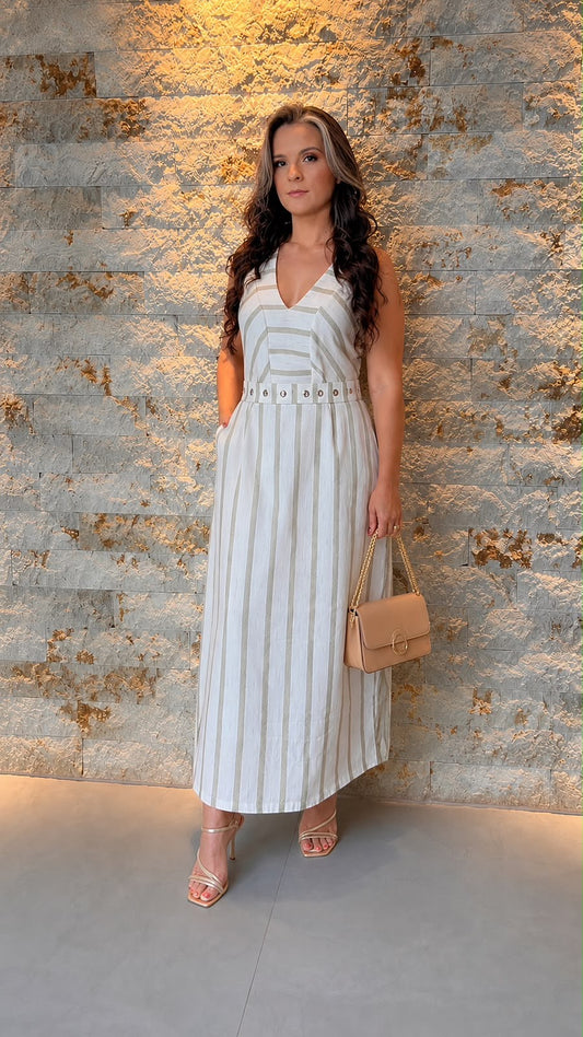 Vestido Midi Listras CLE- Estampado 6106