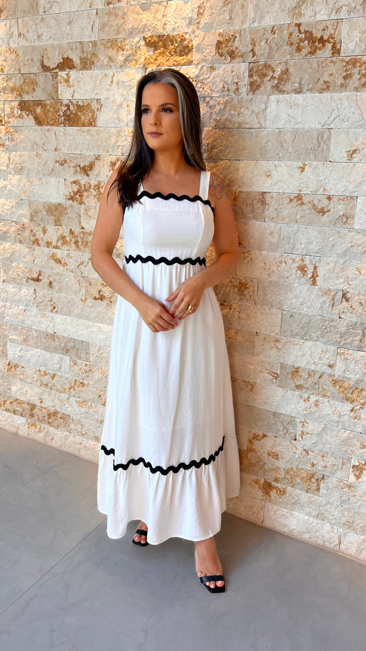 Vestido Midi Alça Larga PB LA VI - Branco 5362