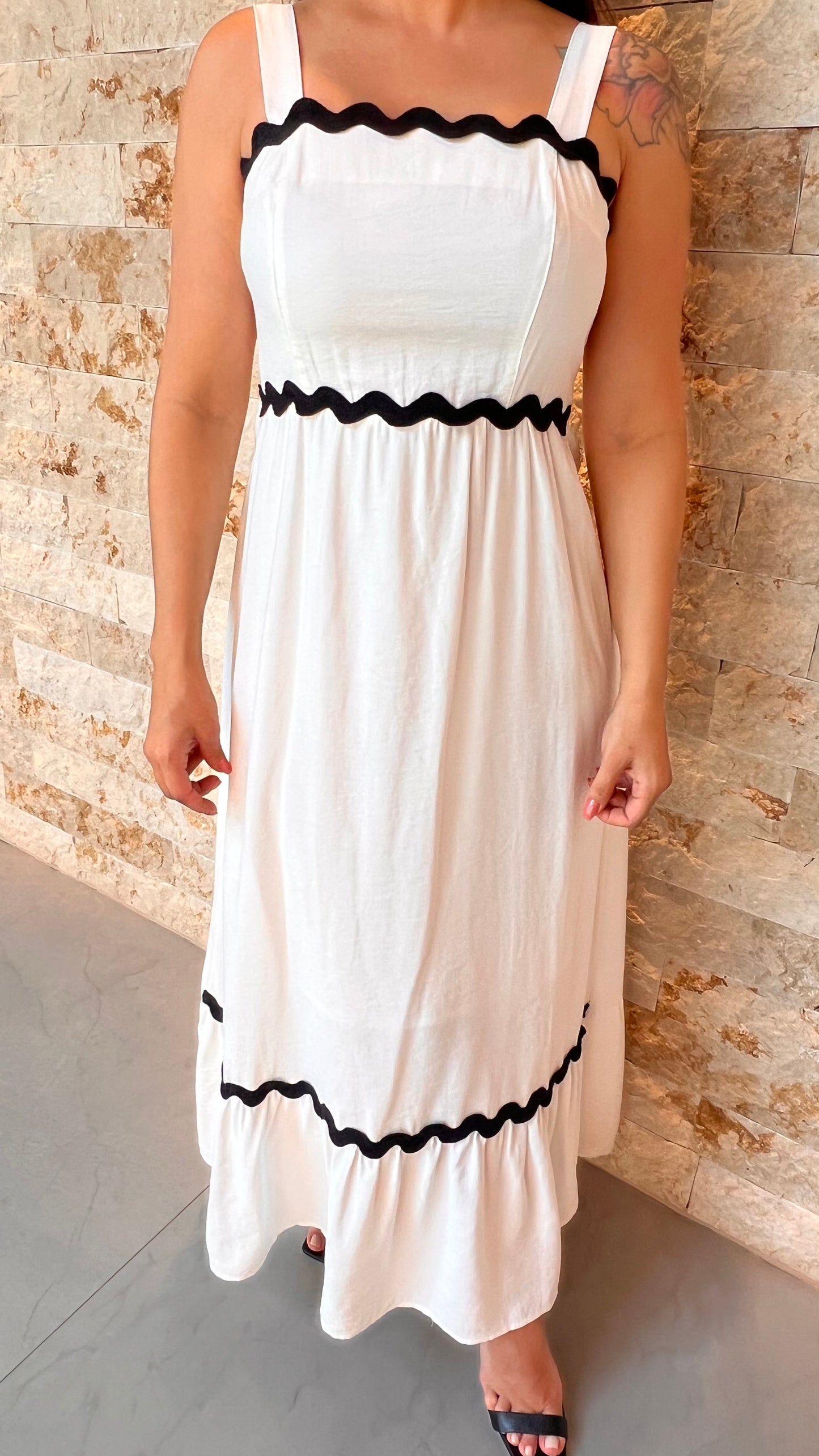 Vestido Midi Alça Larga PB LA VI - Branco 5362