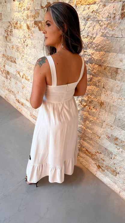 Vestido Midi Alça Larga PB LA VI - Branco 5362