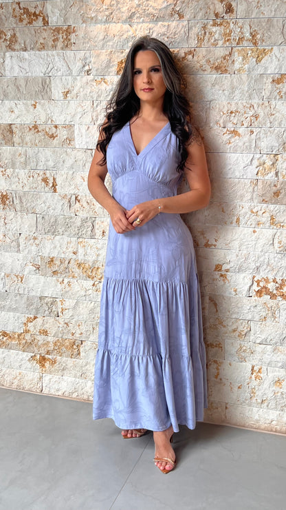 Vestido Midi Jacquard PIS- Azul 5982