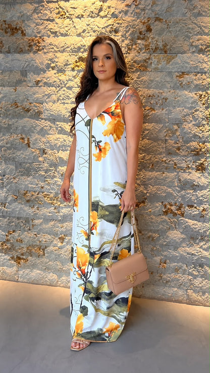 Vestido Longo Alcinha Paris PLAN- Estampado 6098