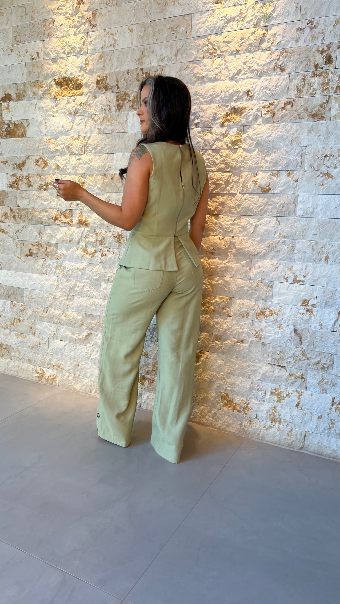 Conjunto Calça Blusa Botões VIDI- Verde 5778