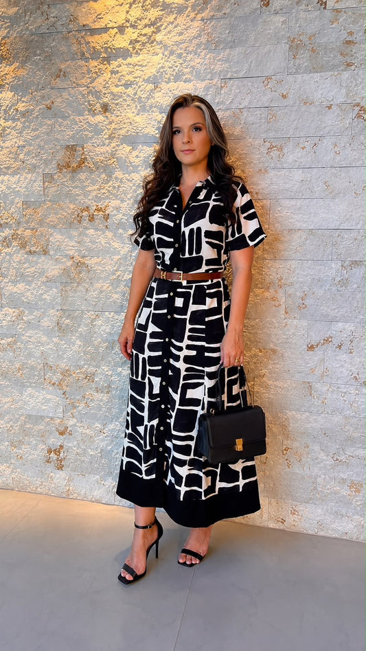 Vestido Chemisse PB Geométrico PIS- Estampado 6217