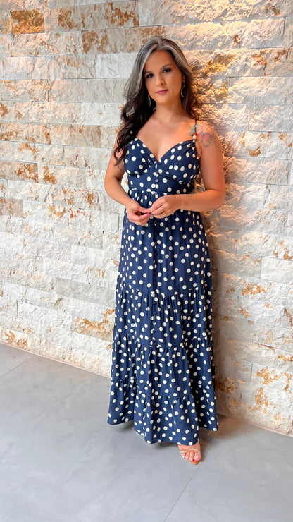 Vestido Midi Poa Alcinha PIS- Estampado 6034