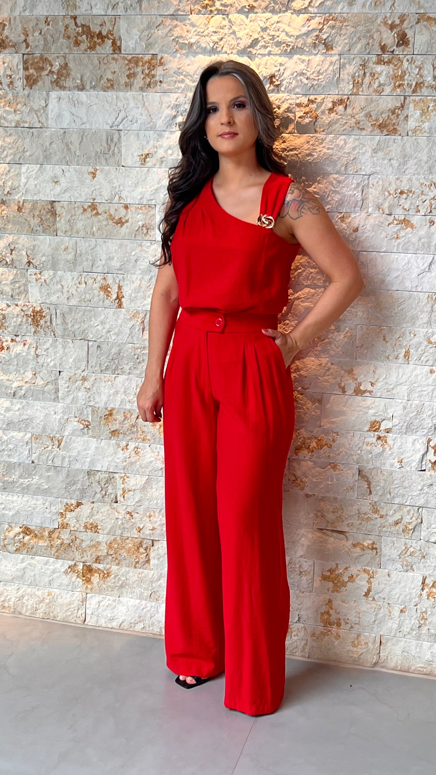 Conjunto Calça Regata Assimétrica ARA- Vermelho 5994