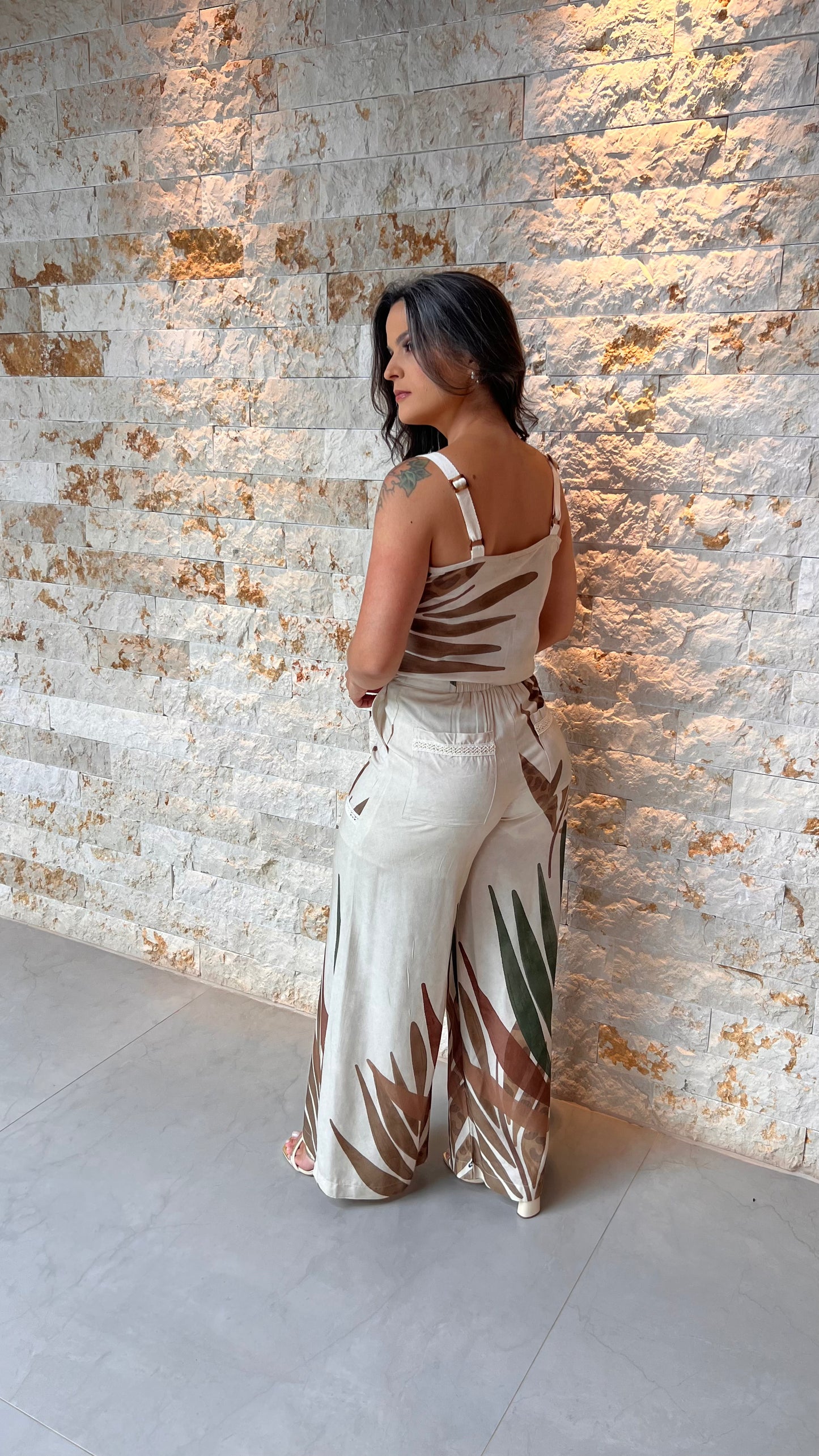 Conjunto Calça e Blusa Alça Fivela PIS- Estampado 5985