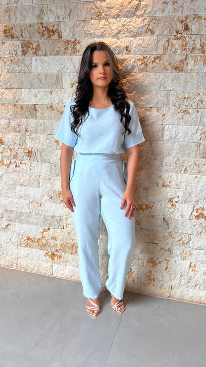 Conjunto Calça Blusa MG Pespontado ARA- Azul Claro 5983