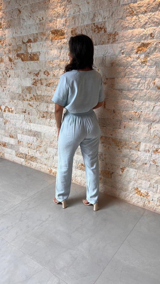 Conjunto Calça Blusa MG Pespontado ARA- Azul Claro 5983