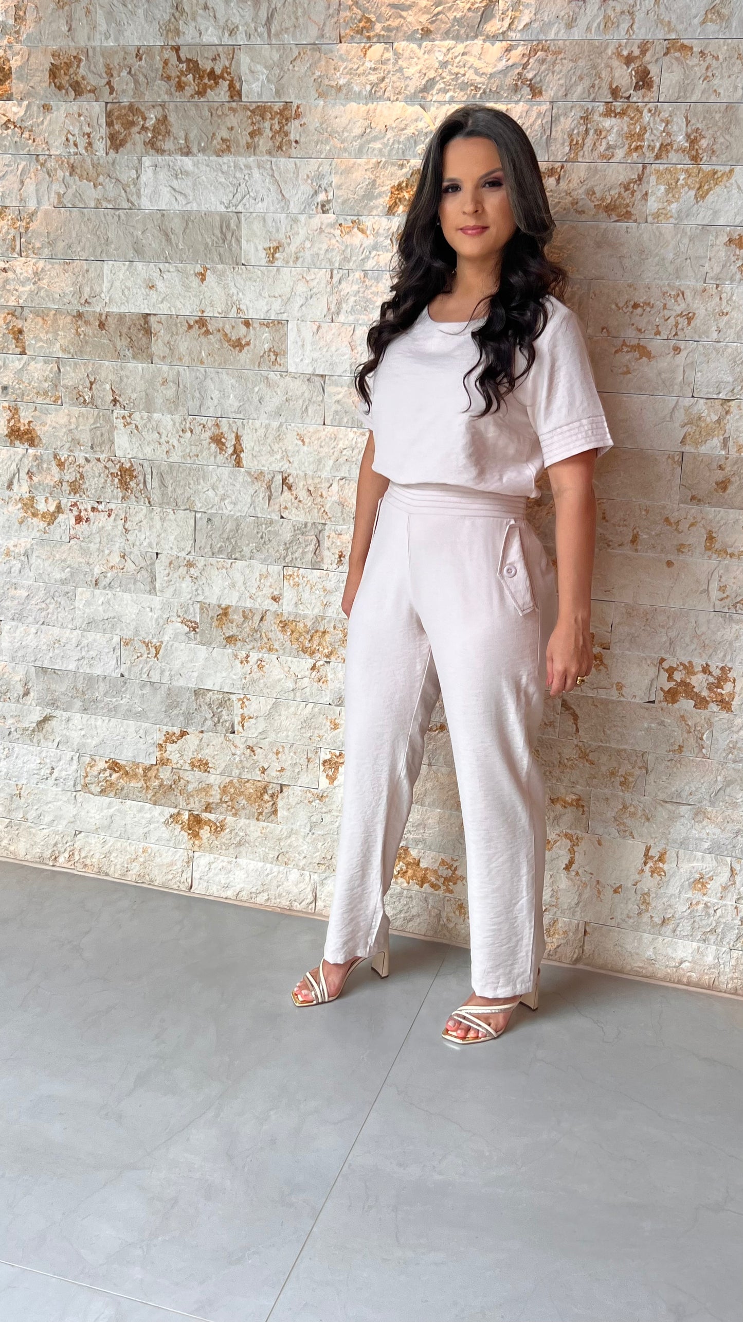 Conjunto Calça Blusa MG Pespontado ARA- Nude 5983