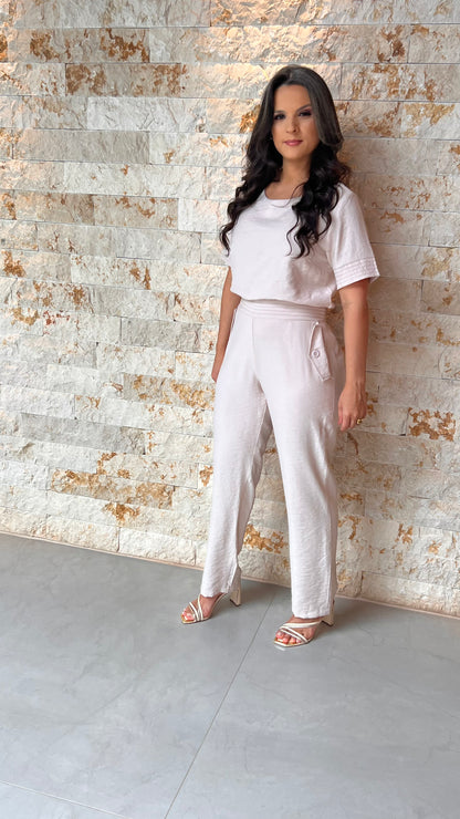 Conjunto Calça Blusa MG Pespontado ARA- Nude 5983