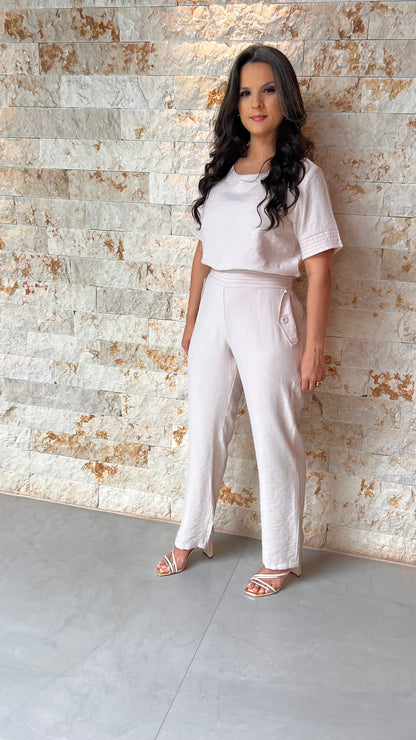 Conjunto Calça Blusa MG Pespontado ARA- Nude 5983