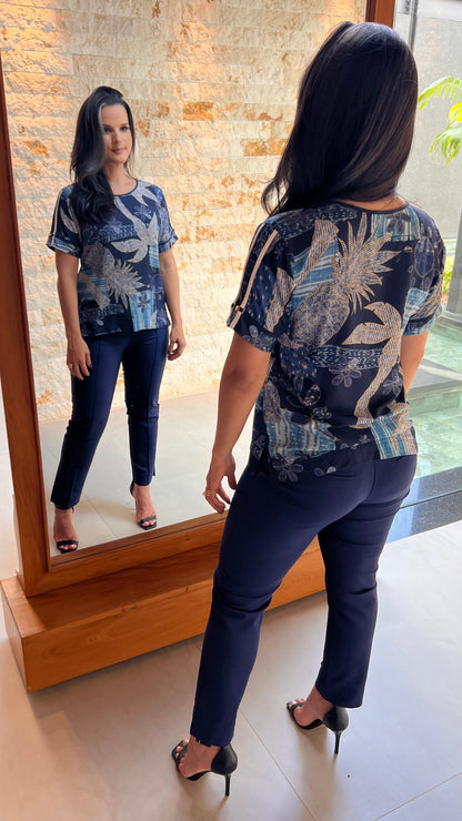 Blusa Manguinha Coqueiro - Estampado 5154