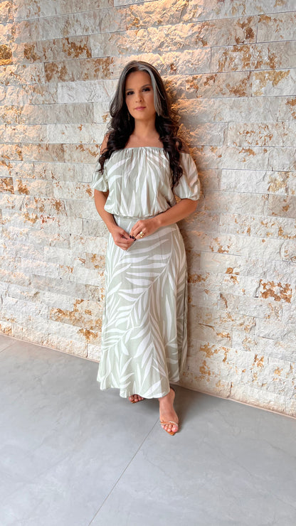 Conjunto Saia Midi Cropped MG Bufante PIS- Estampado 5995