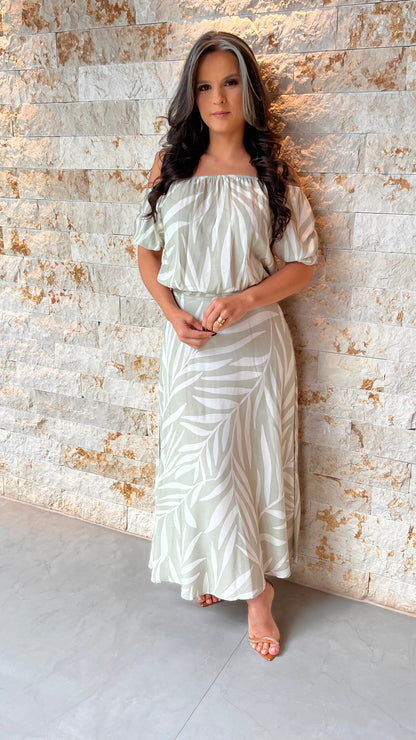 Conjunto Saia Midi Cropped MG Bufante PIS- Estampado 5995