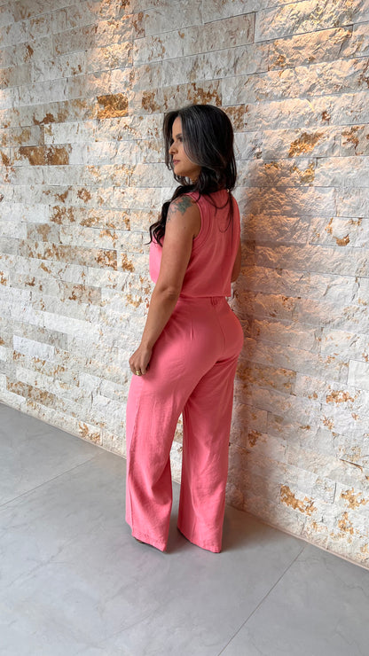 Conjunto Calça e Blusa Pesponto ARA- Coral 5990