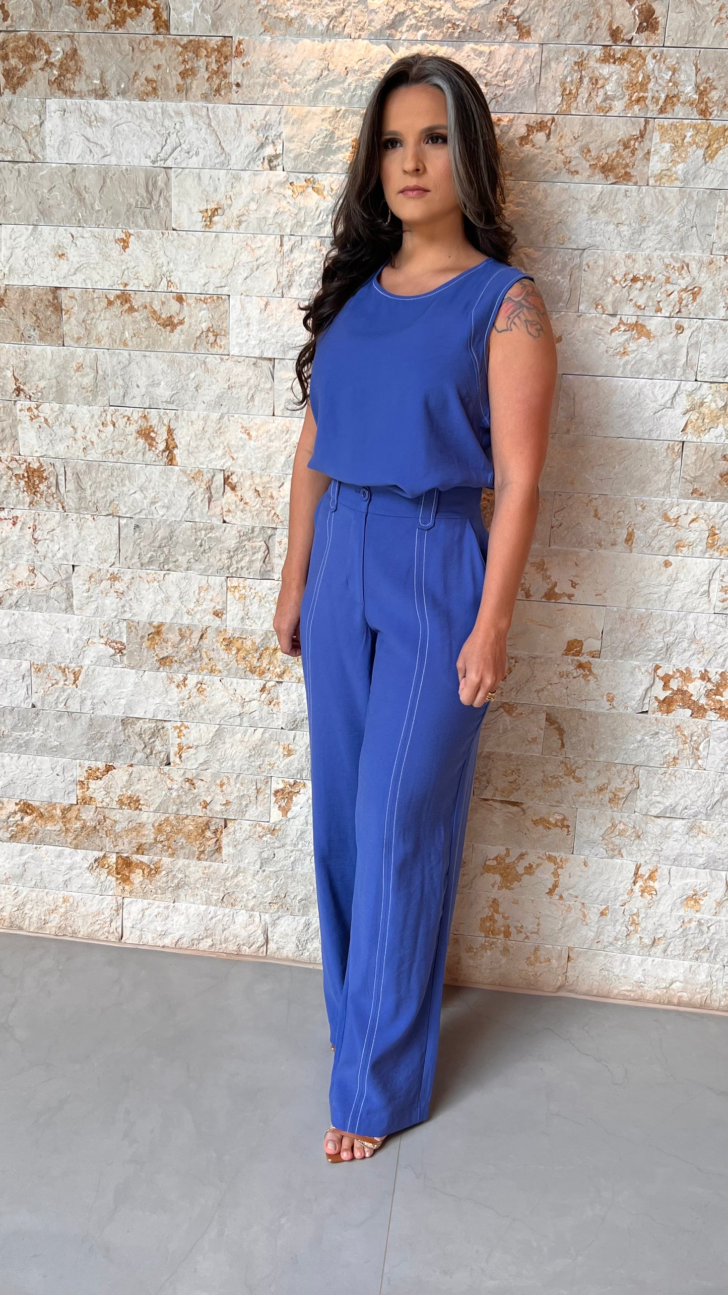 Conjunto Calça e Blusa Pesponto ARA- Azul 5990