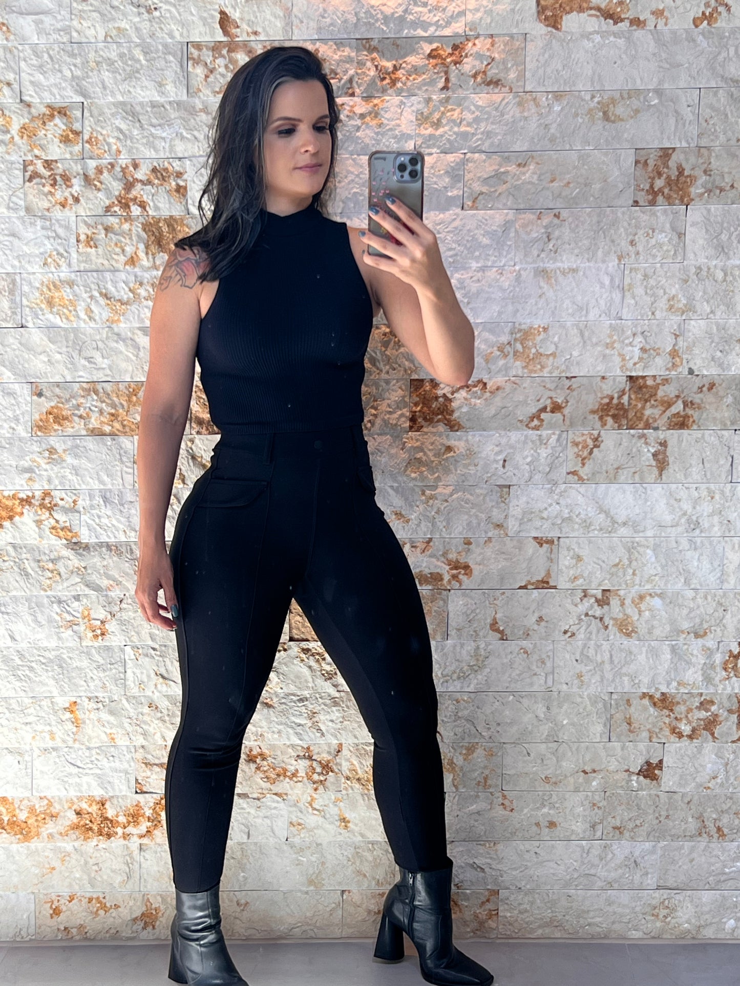 Blusa Cropped Golinha Style - Preto 5175