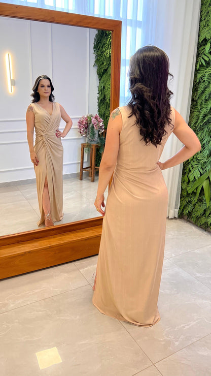 Vestido Longo No Jersey - Nude 4937