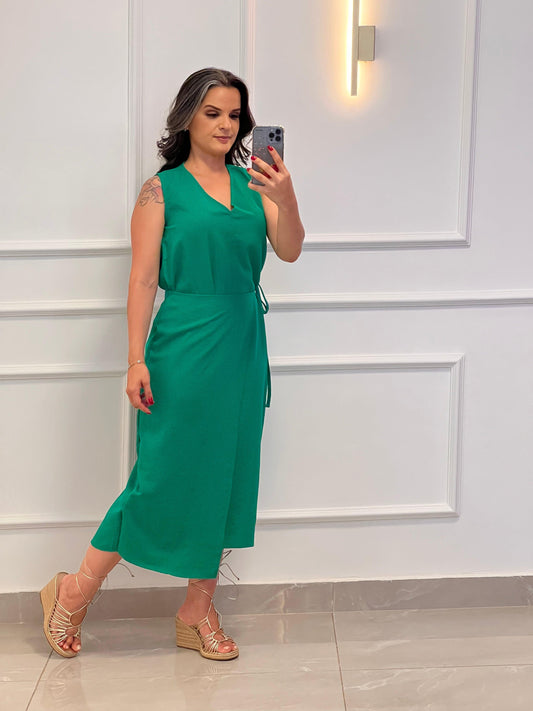 Vestido Midi Transpassado- Verde 4928