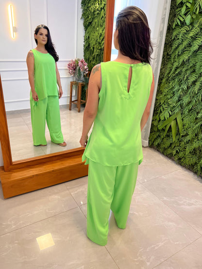 Conjunto Calça e Blusa alongada -Verde 4923