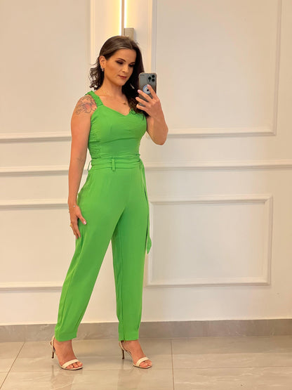 Lastex Lateral Cropped Pants Set - Green