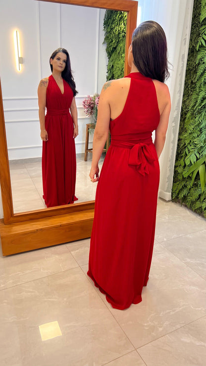 Vestido Longo Conf Tamanho Único Sem Manga - Vermelho 1207