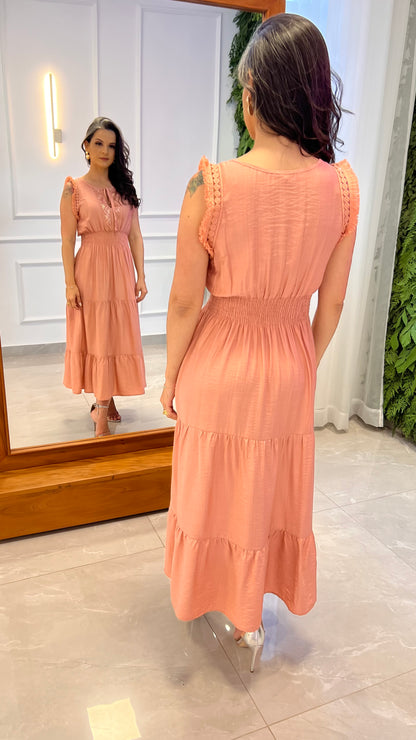 Vestido Longuete Lastex Paete - Rosa 4750