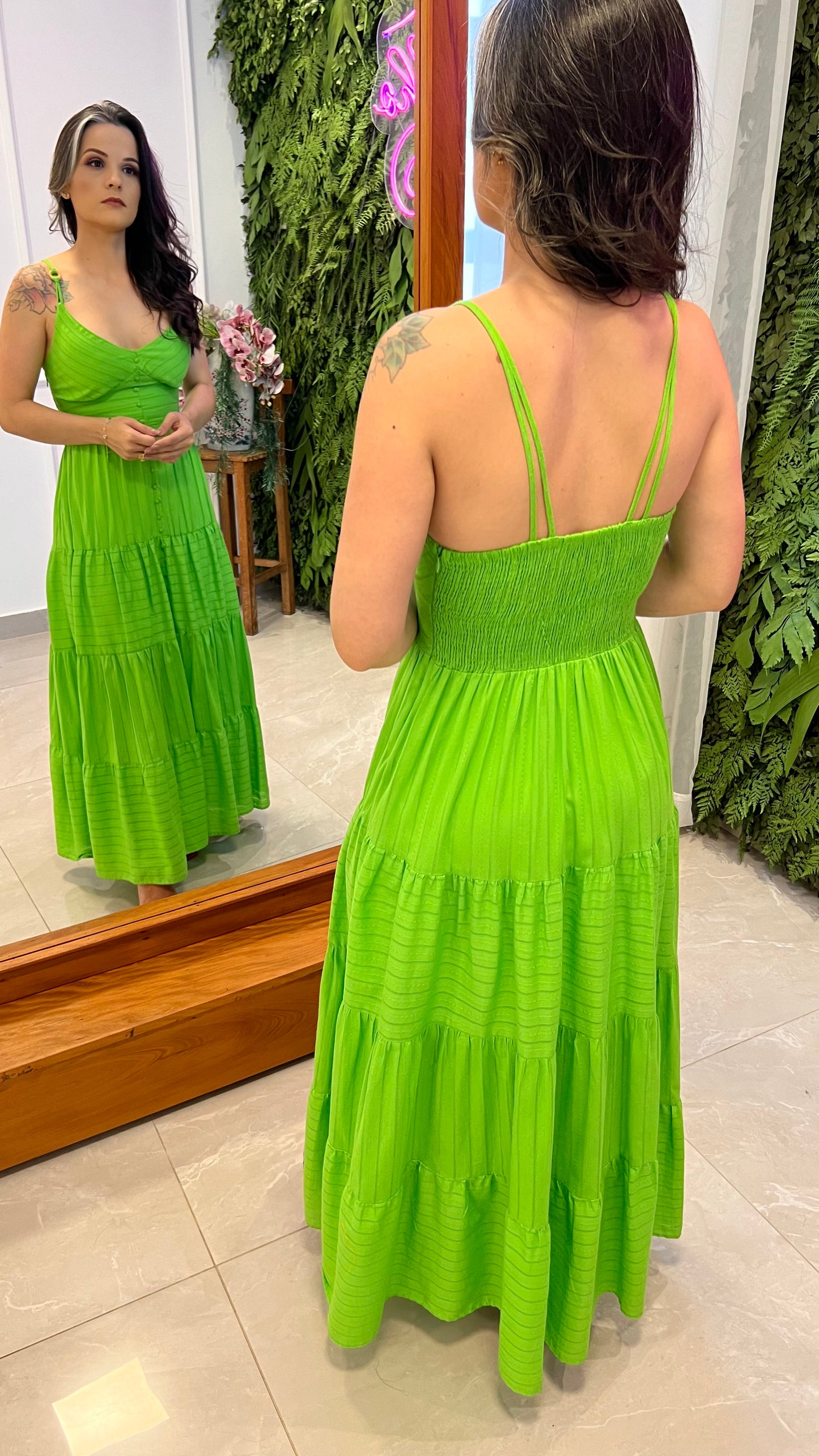 Vestido Midi Argola Alça - Verde
