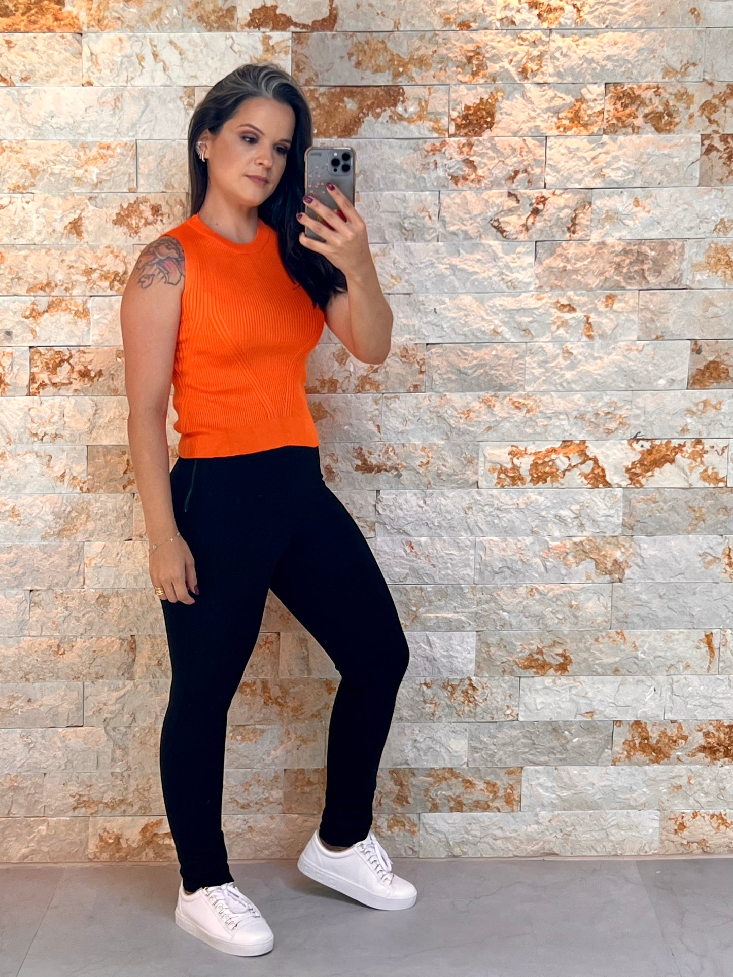 Blusa Regata Alto Relevo - Laranja 5057