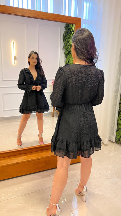 Vestido Curto Amarração Busto - Preto 4792