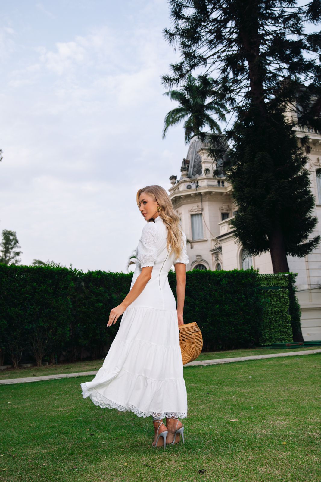 Vestido Midi Gola Alta LIMON - Branco 5432