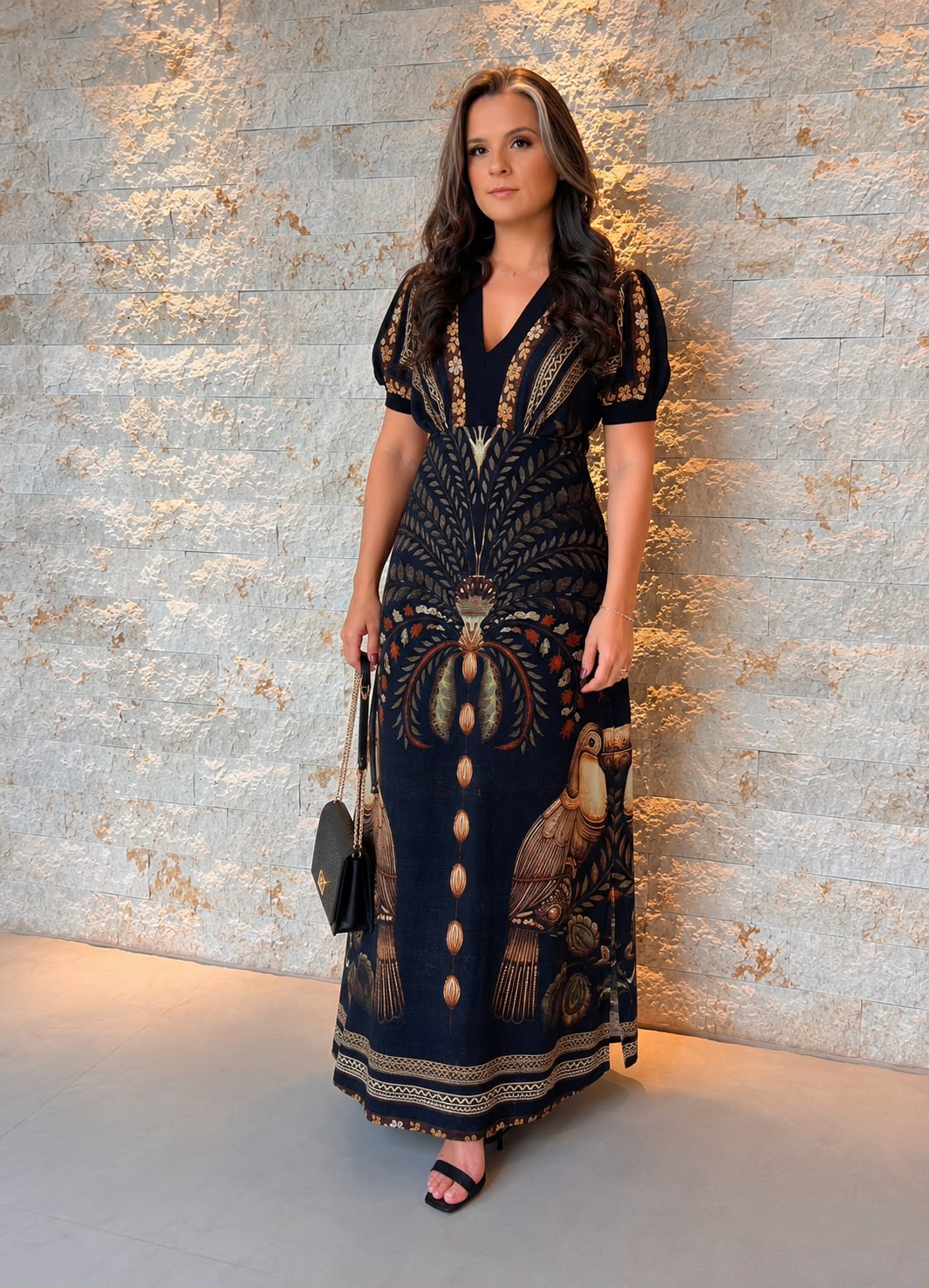 Vestido Longo Passáro Irmão ARTE- Estampado 6173