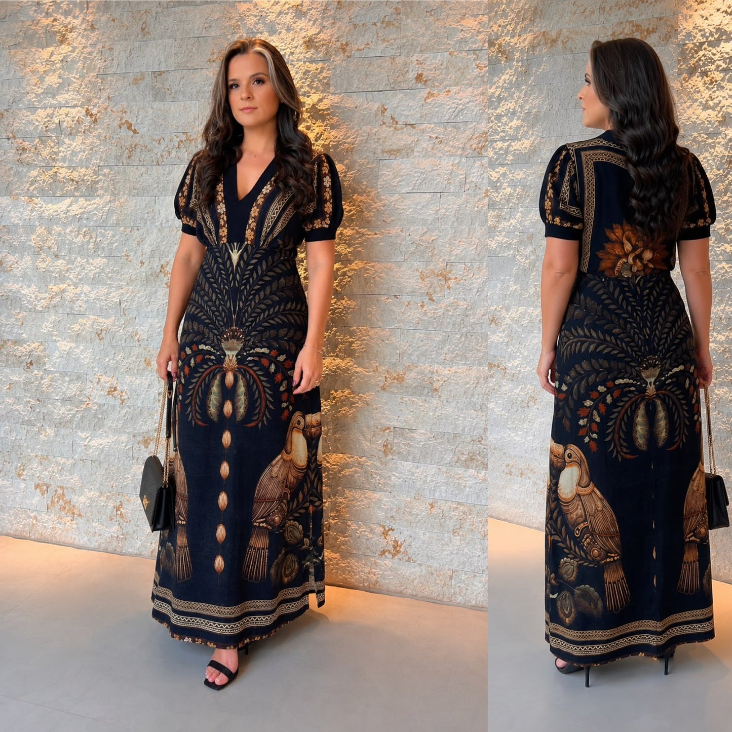 Vestido Longo Passáro Irmão ARTE- Estampado 6173