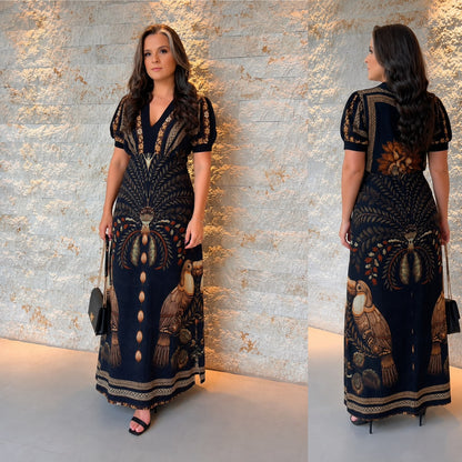 Vestido Longo Passáro Irmão ARTE- Estampado 6173