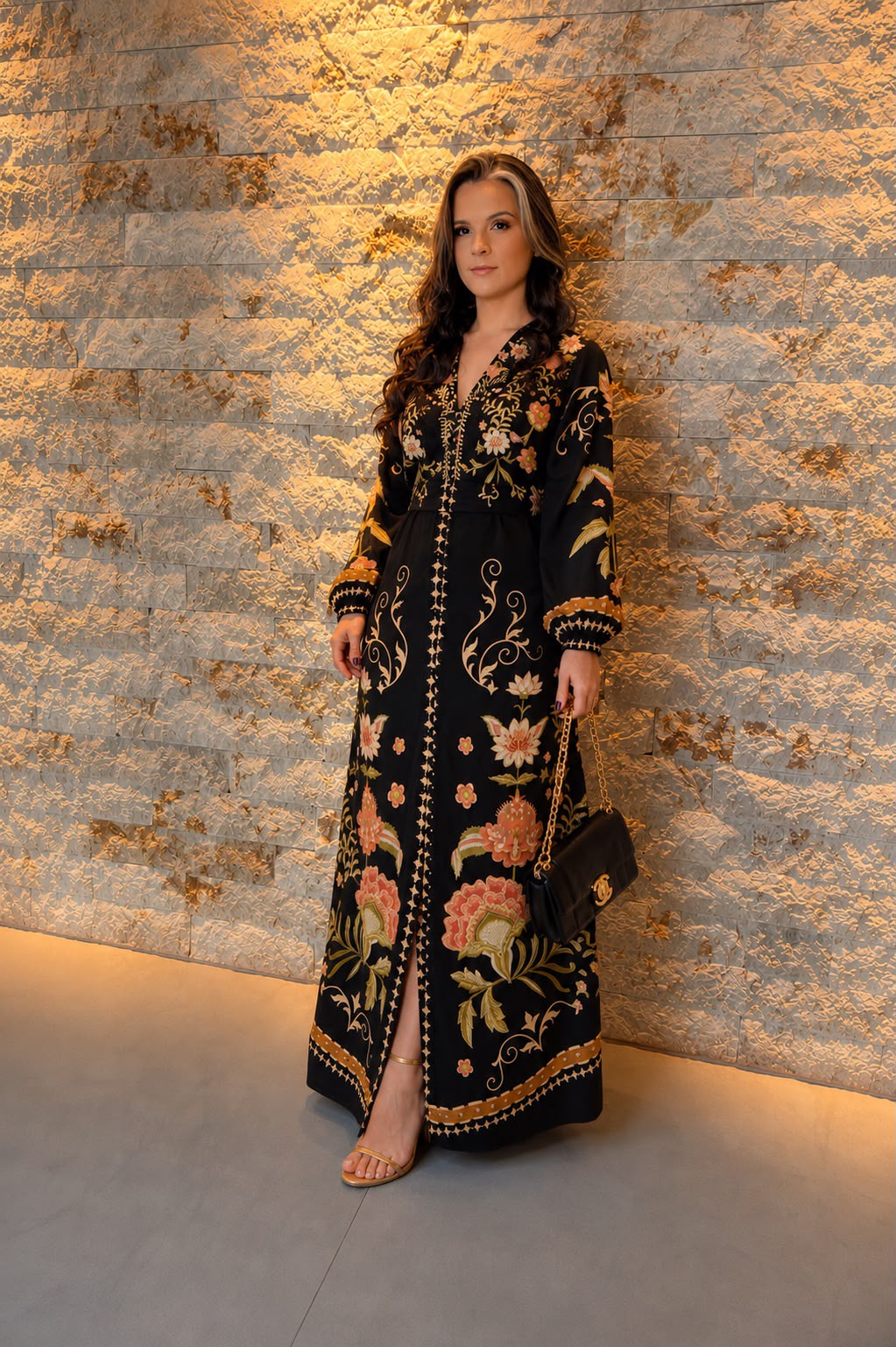 Vestido Longo Botões Florença ARTE- Estampado 6333