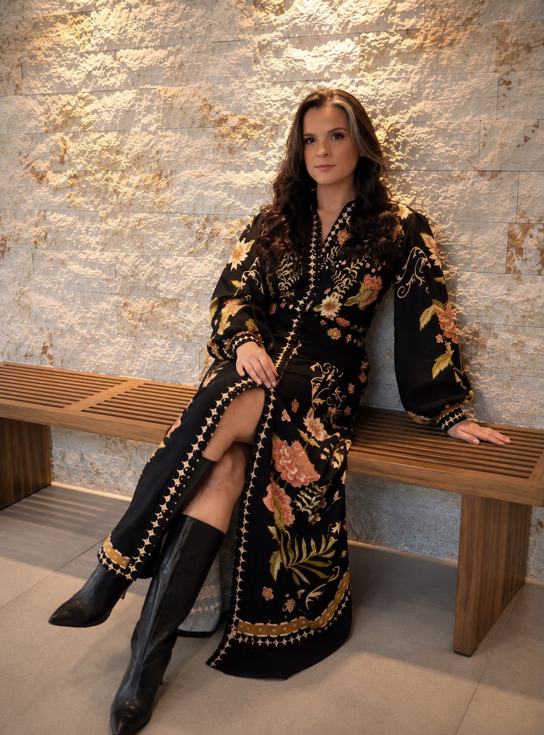 Vestido Longo Botões Florença ARTE- Estampado 6333