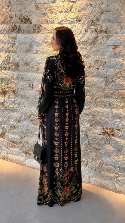 Vestido Longo Botões Florença ARTE- Estampado 6333