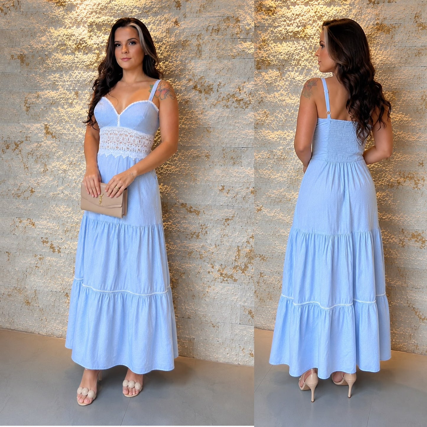 Vestido Midi Strips Det Renta PIS- Azul 5873