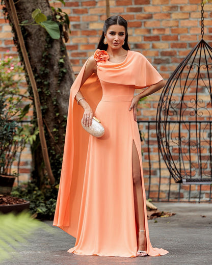 Vestido Longo Capa Flor PHI- 6032