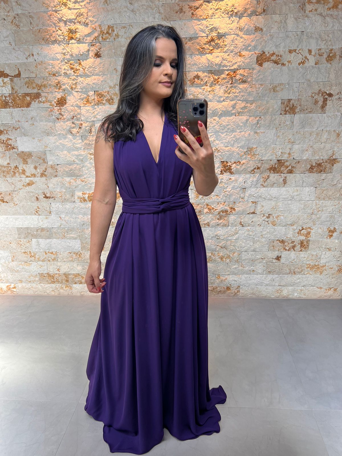 Vestido Longo Conf Tamanho Único Sem Manga - Roxo 1207