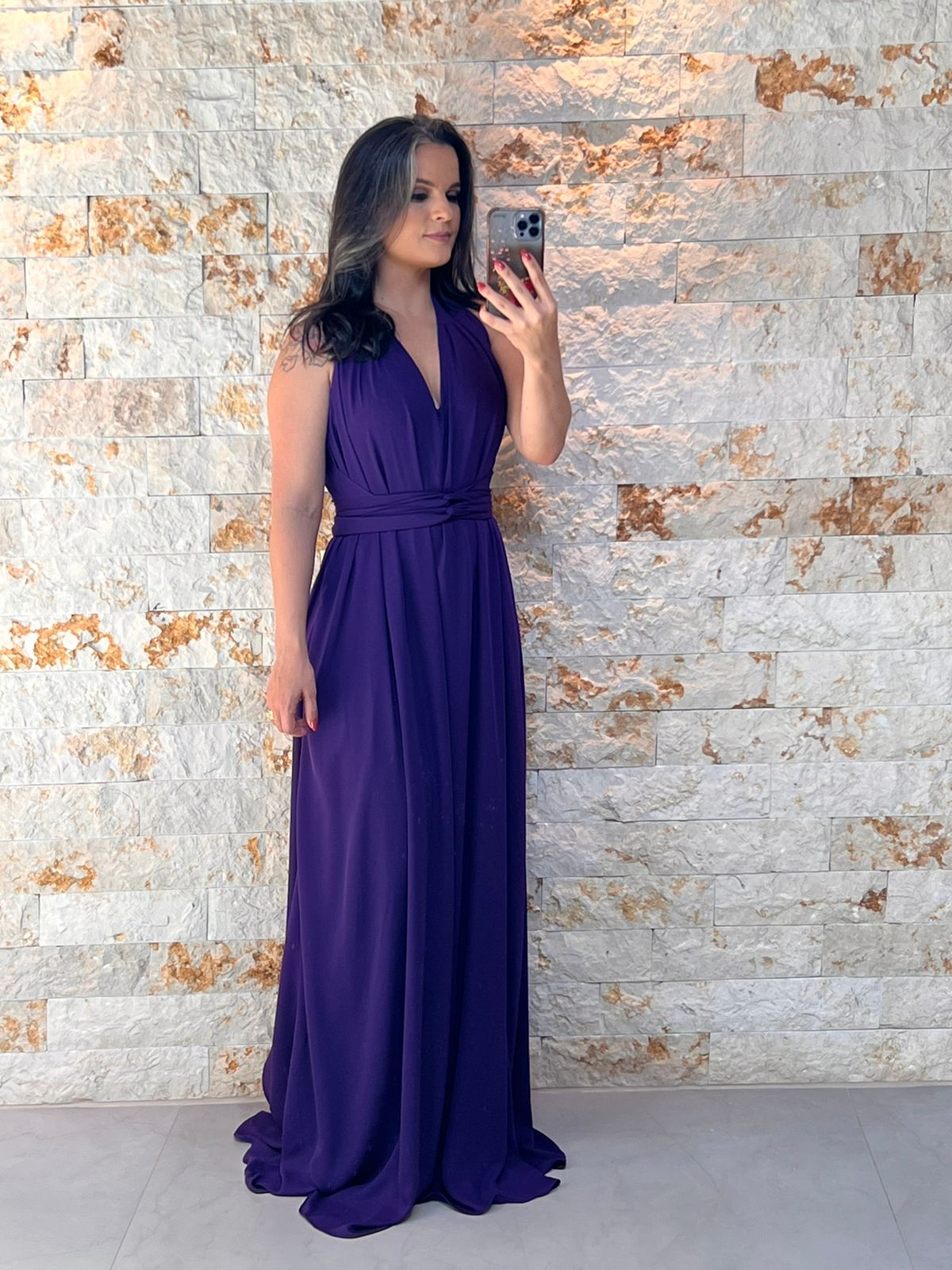 Vestido Longo Conf Tamanho Único Sem Manga - Roxo 1207