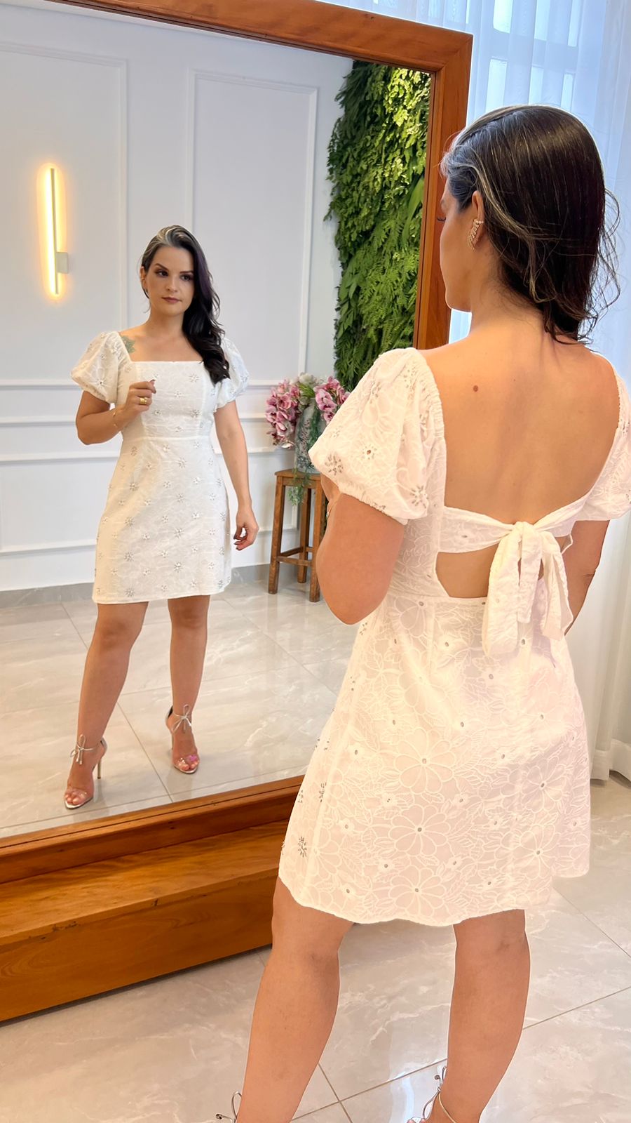 Lesie Embroidered Short Dress - White